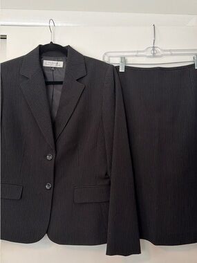 Tailored Black Pinstripe Blazer & Skirt Set - Tahari ASL